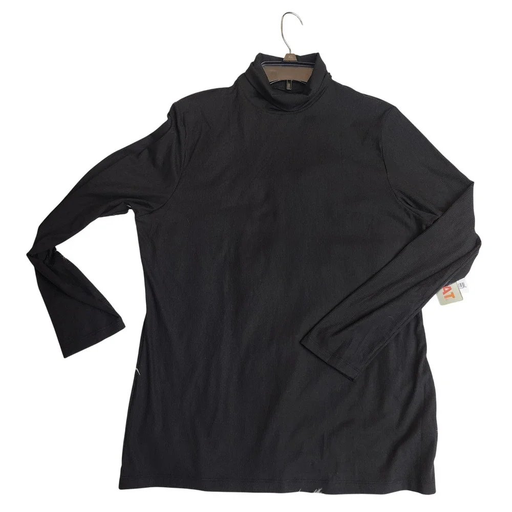 32 Degrees Heat Black Ribbed Turtleneck Long Sleeve Thermal Shirt Top‎ XXL NWT